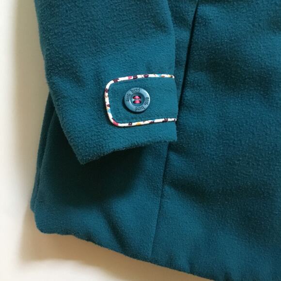 Little Bird teal pea coat with floral details - Picture 3 of 9